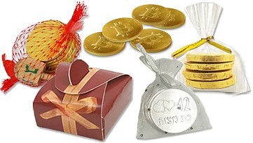 מטבעות שוקולד ממותגות באריזה אישית