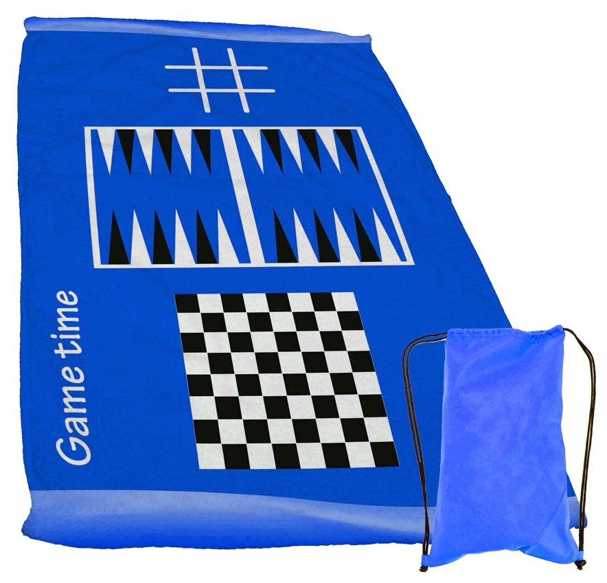 מגבת חוף ממותגת עם משחקים - כחול