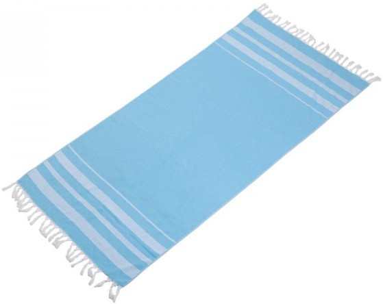 מגבת חוף גדולה ממותגת עם עיטור פרנזים - כחול