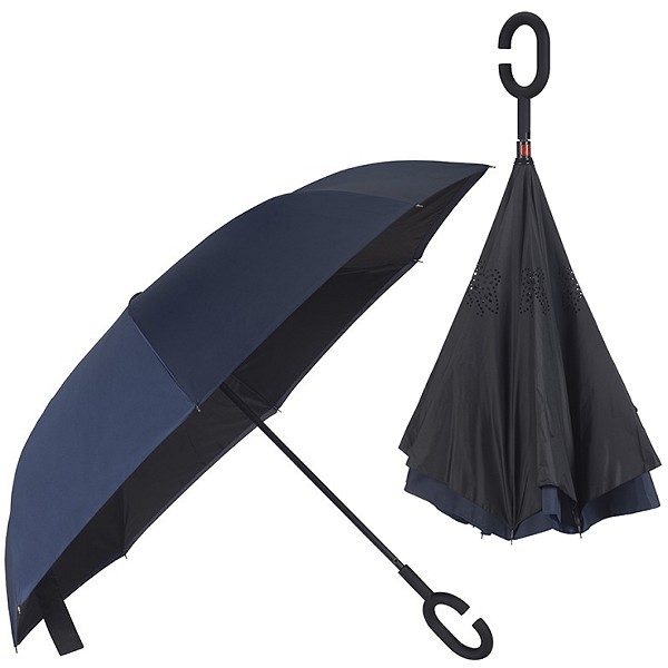 מטרייה מתהפכת - כחולה עם בטנה שחורה