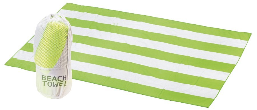מגבת מיקרופייבר ממותגת בדוגמת פסים - ירוק