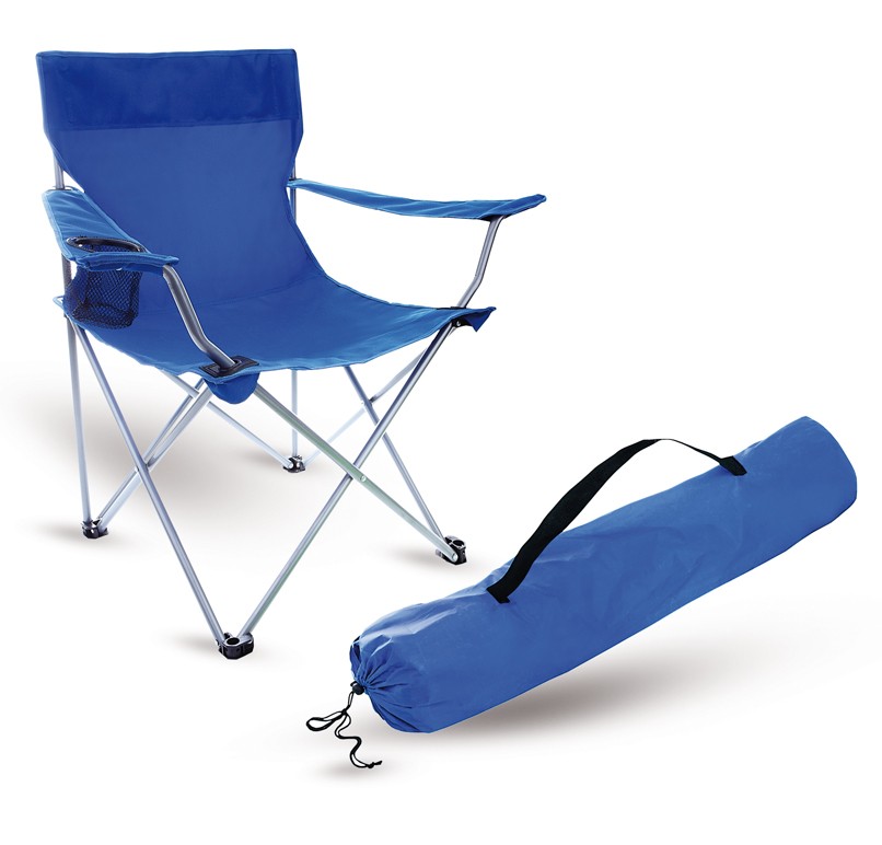 כסא קמפינג מתקפל עם ידיות - כחול