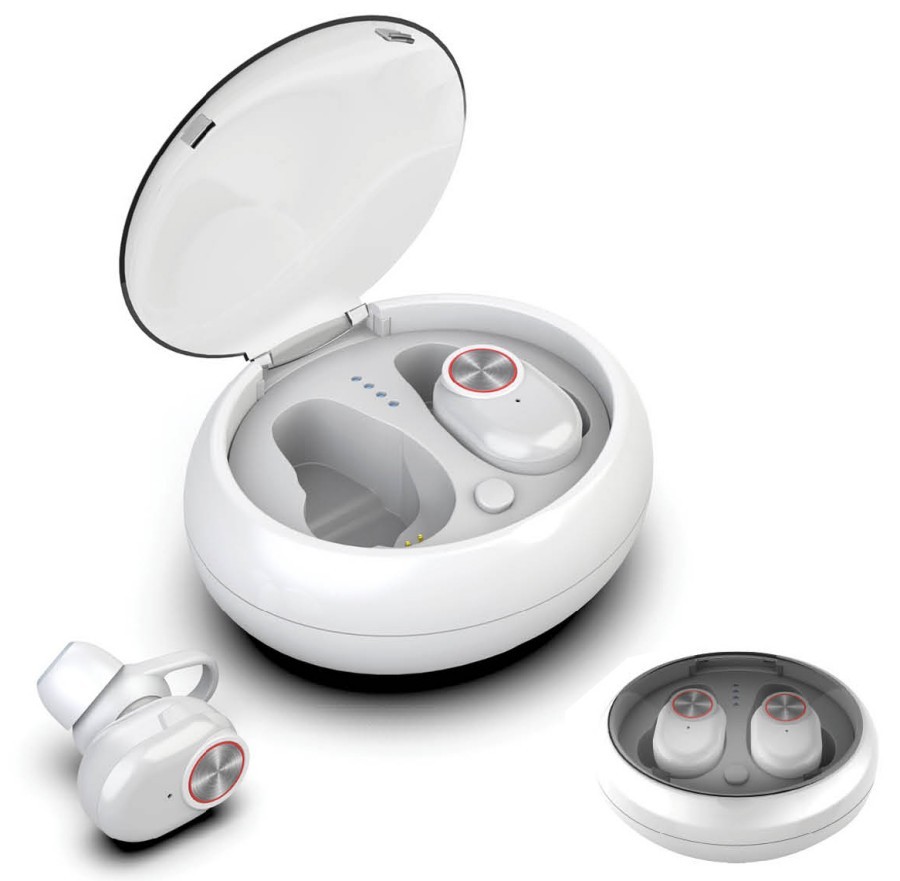 זוג אוזניות כפתור בלוטוס בטכנולוגיית TWS חדשנית - לבן