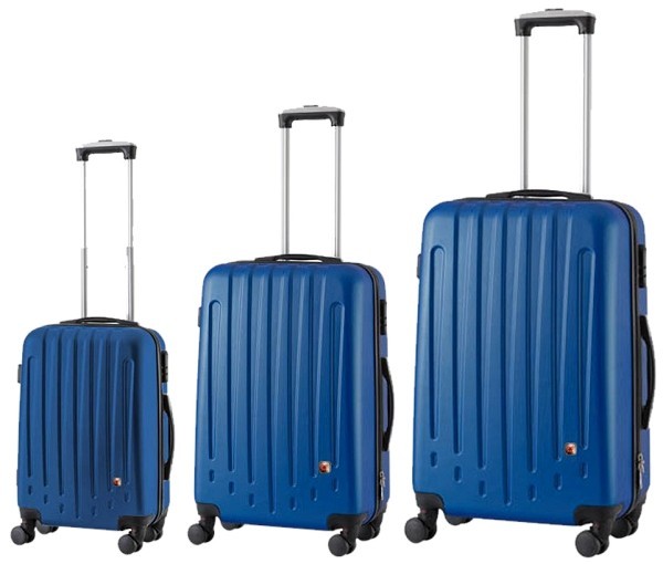 סט 3 מזוודות SWISS יוקרתיות בצבע כחול
